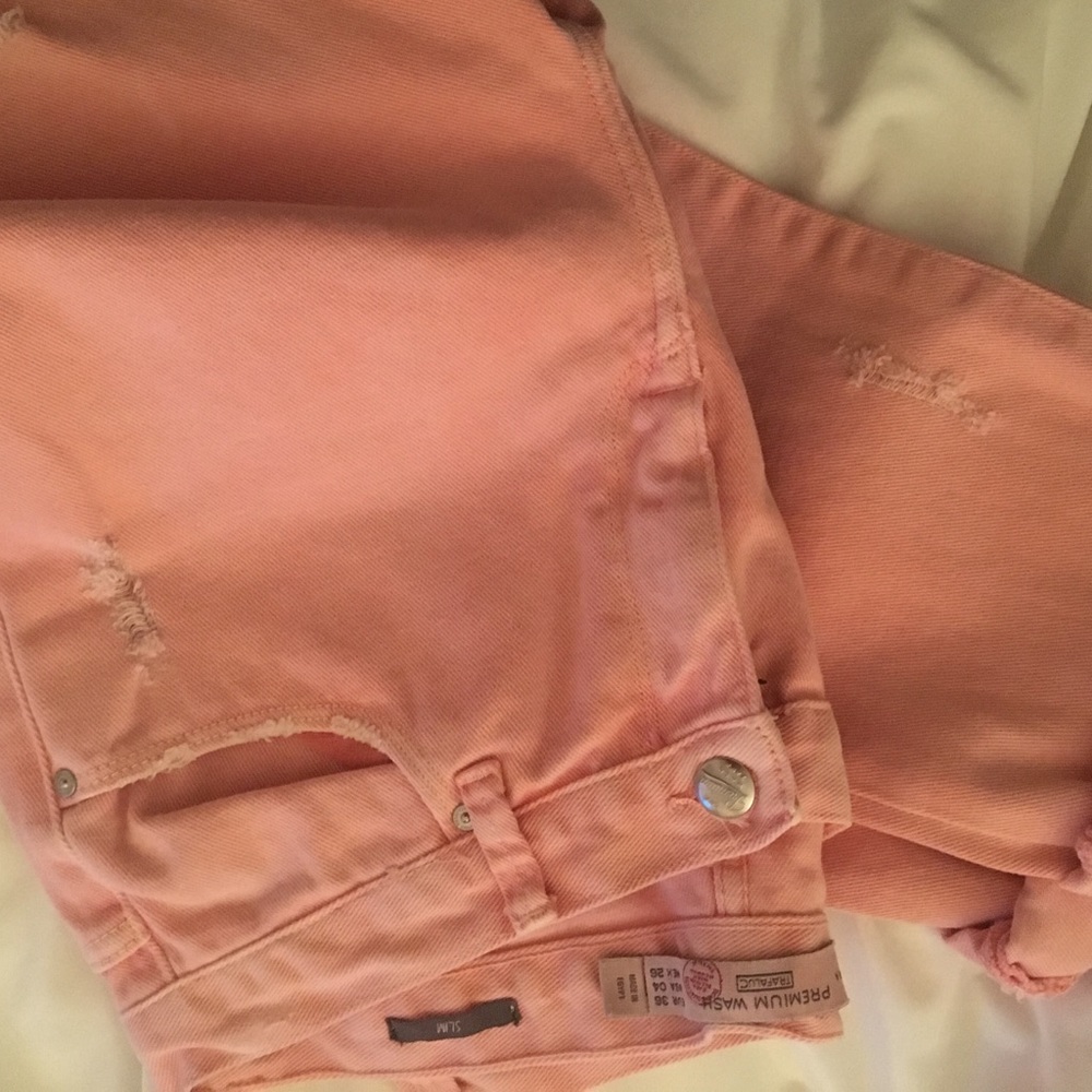 Zara stylish slim pink premium trafaluc wash jeans